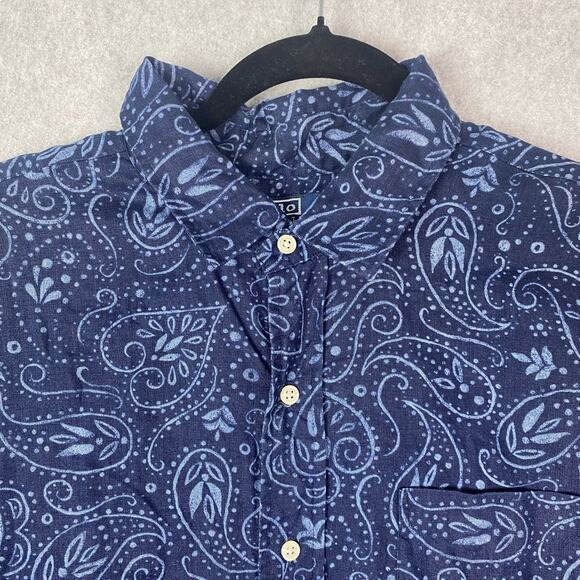 VTG Polo Ralph Lauren Mens XL Paisley 1/2 Button Cambridge 100% Linen Shirt - Picture 2 of 6